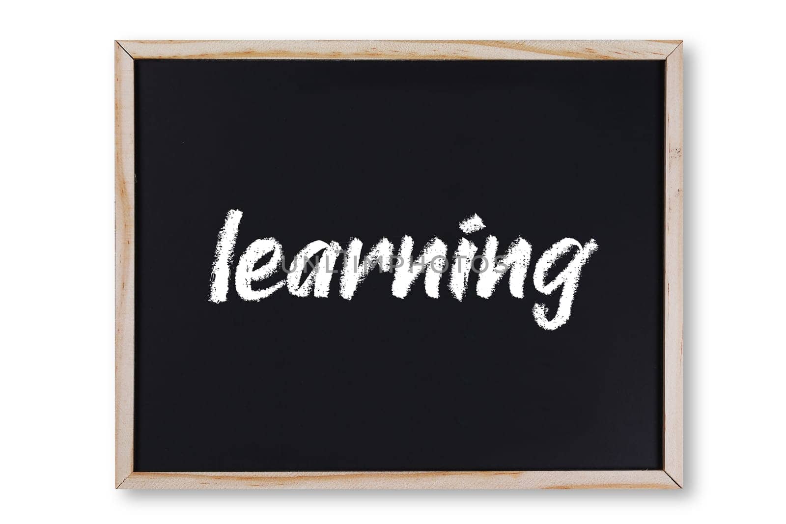 A learning concept chalk on chalkboard with clipping path to remove shadow