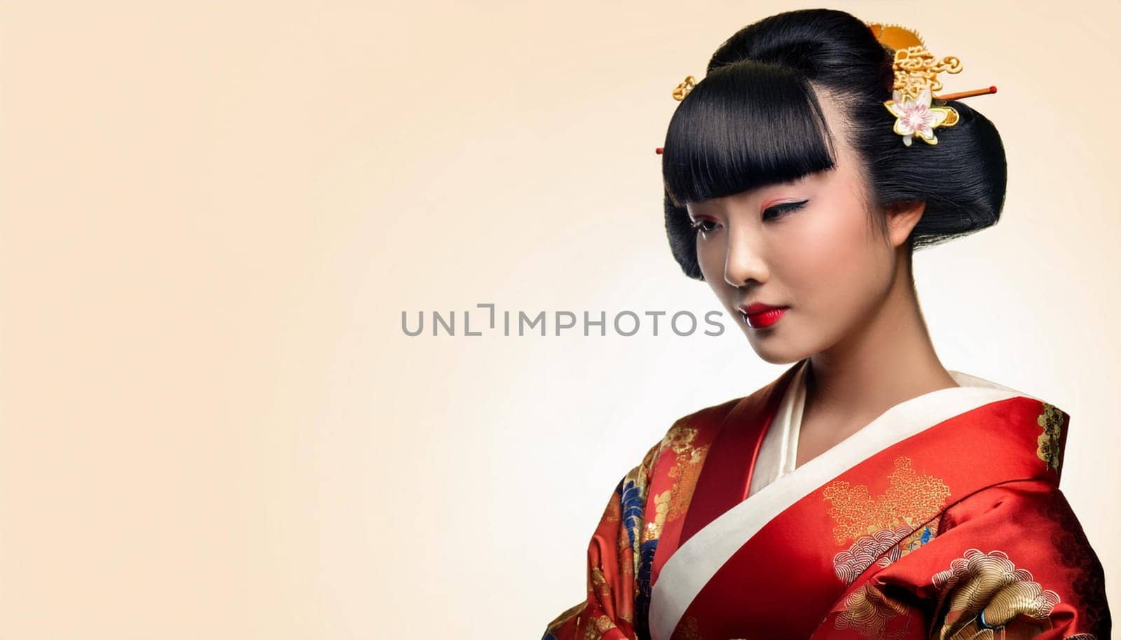 gorgeous young japanese geisha woman, AI generated image