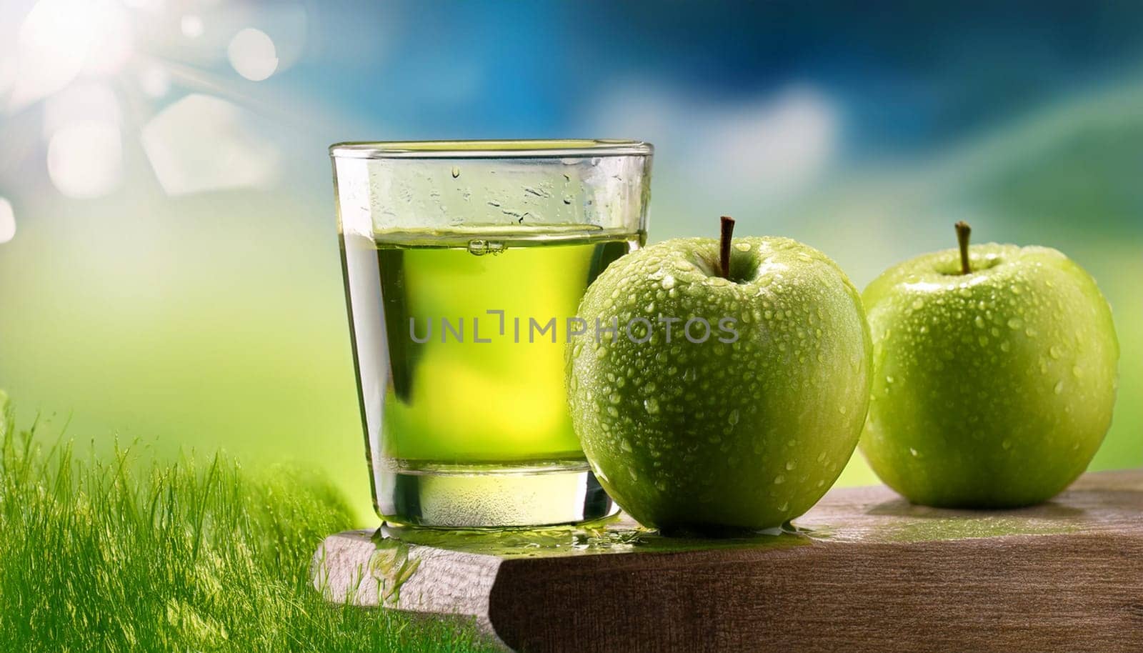 green apples granny smith fruits juice, AI generated image