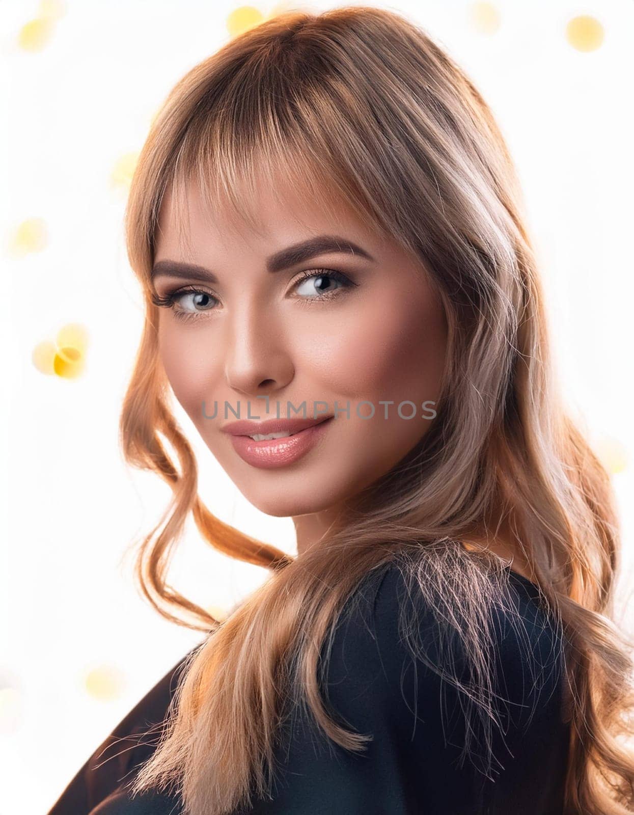 pretty young flirty woman smiling, AI generated image