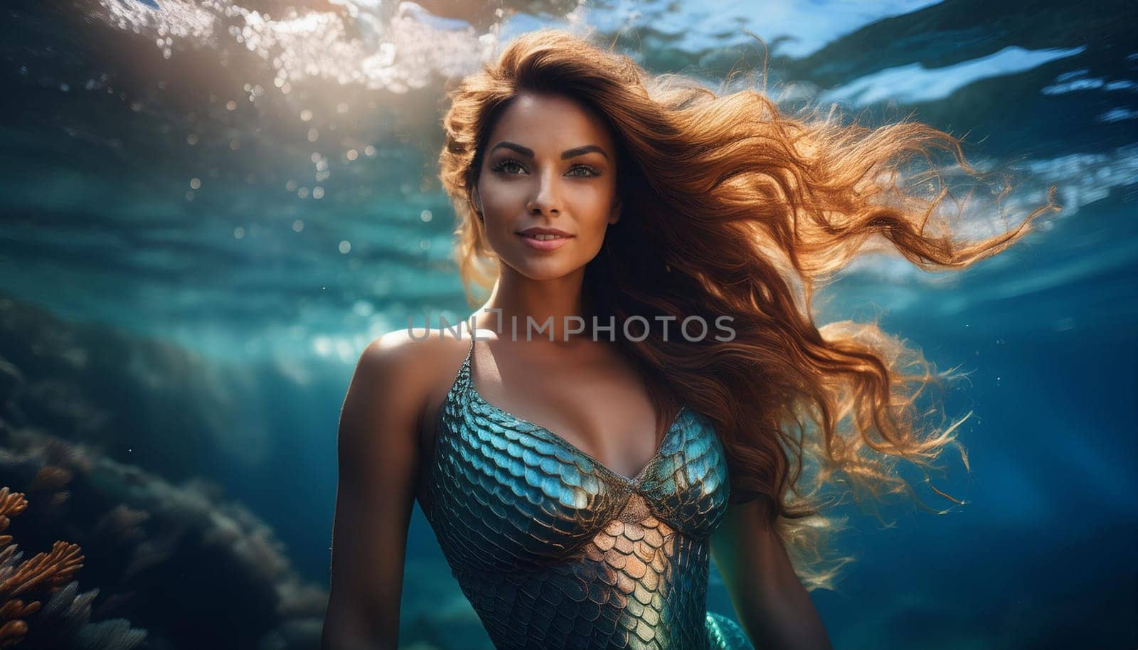 gorgeous mermaid sea nymph, AI generated image