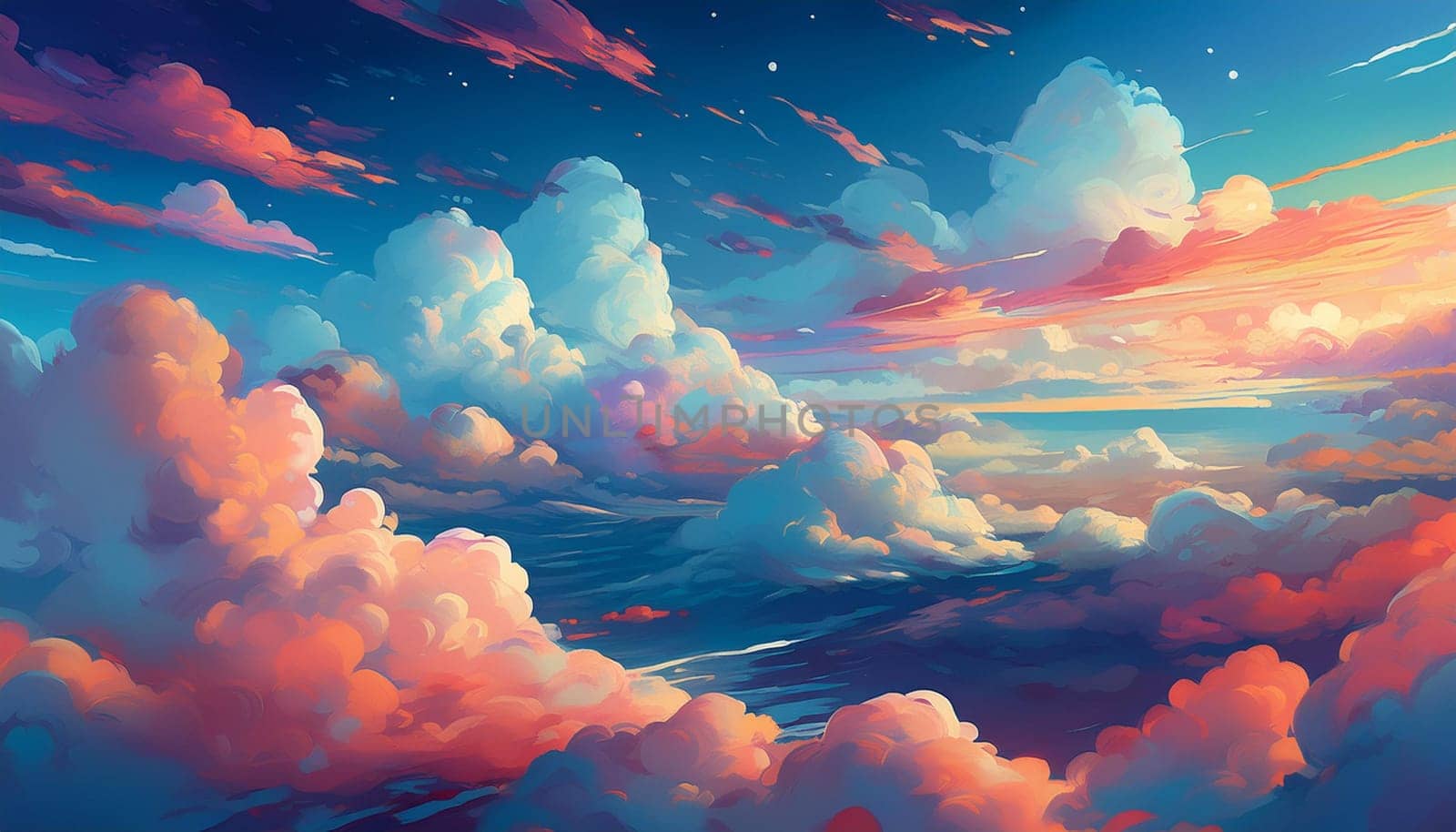 full frame cloudscape useful as a background, AI generated image