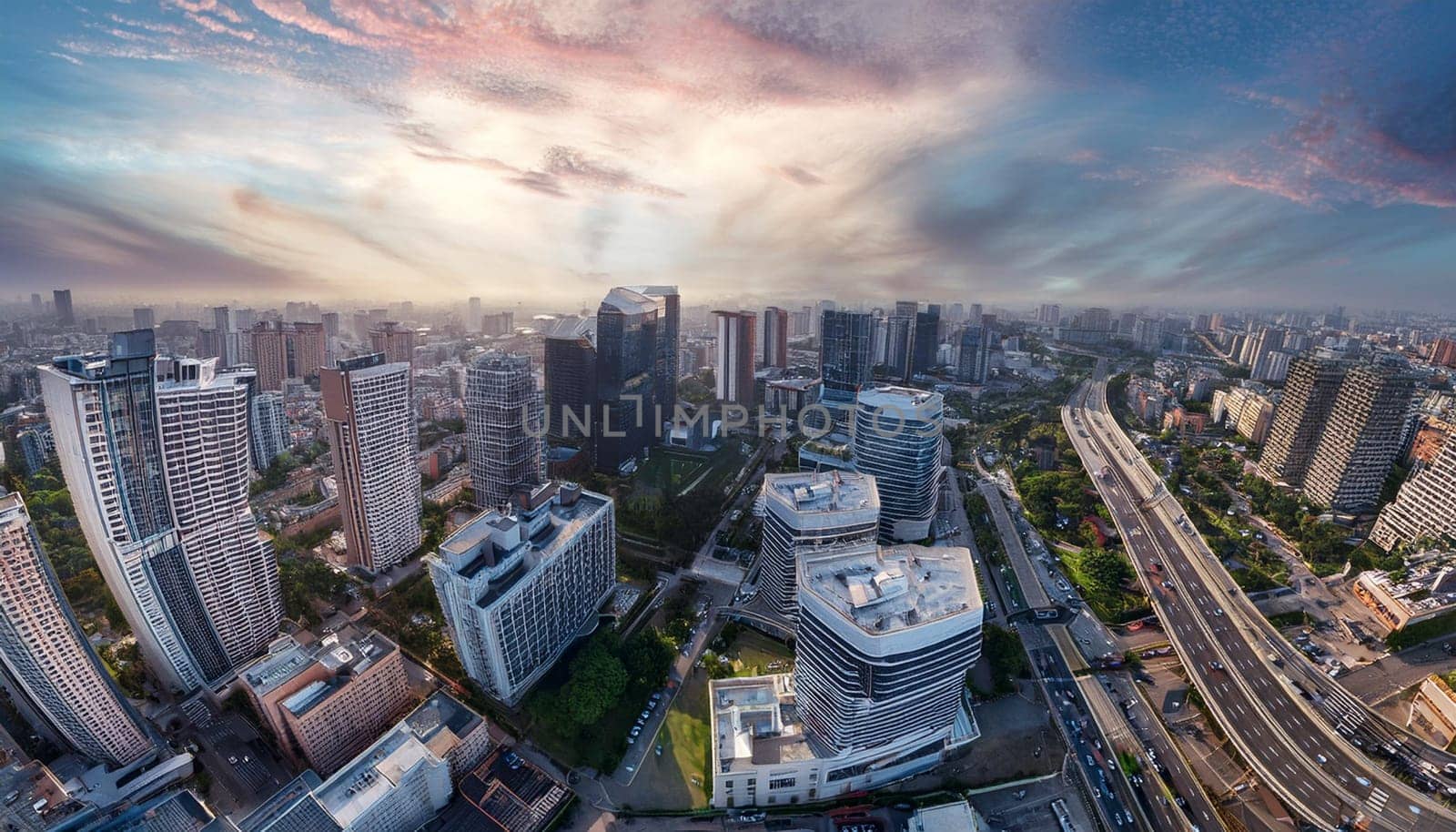 aerial view of a modern city, AI generated image