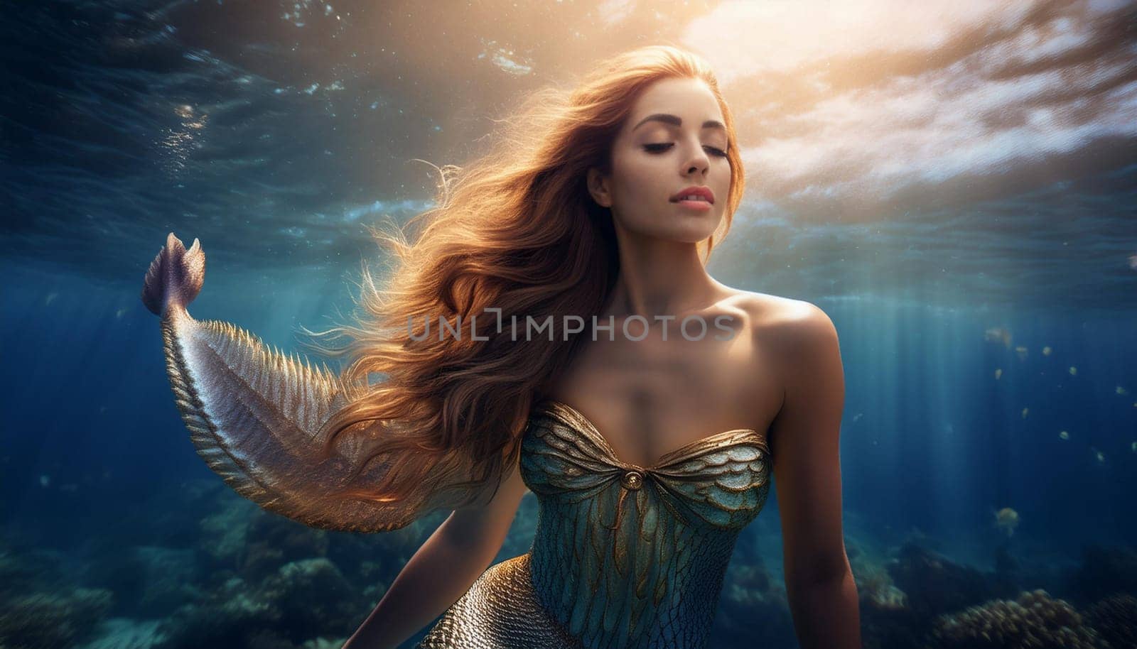 gorgeous mermaid sea nymph, AI generated image