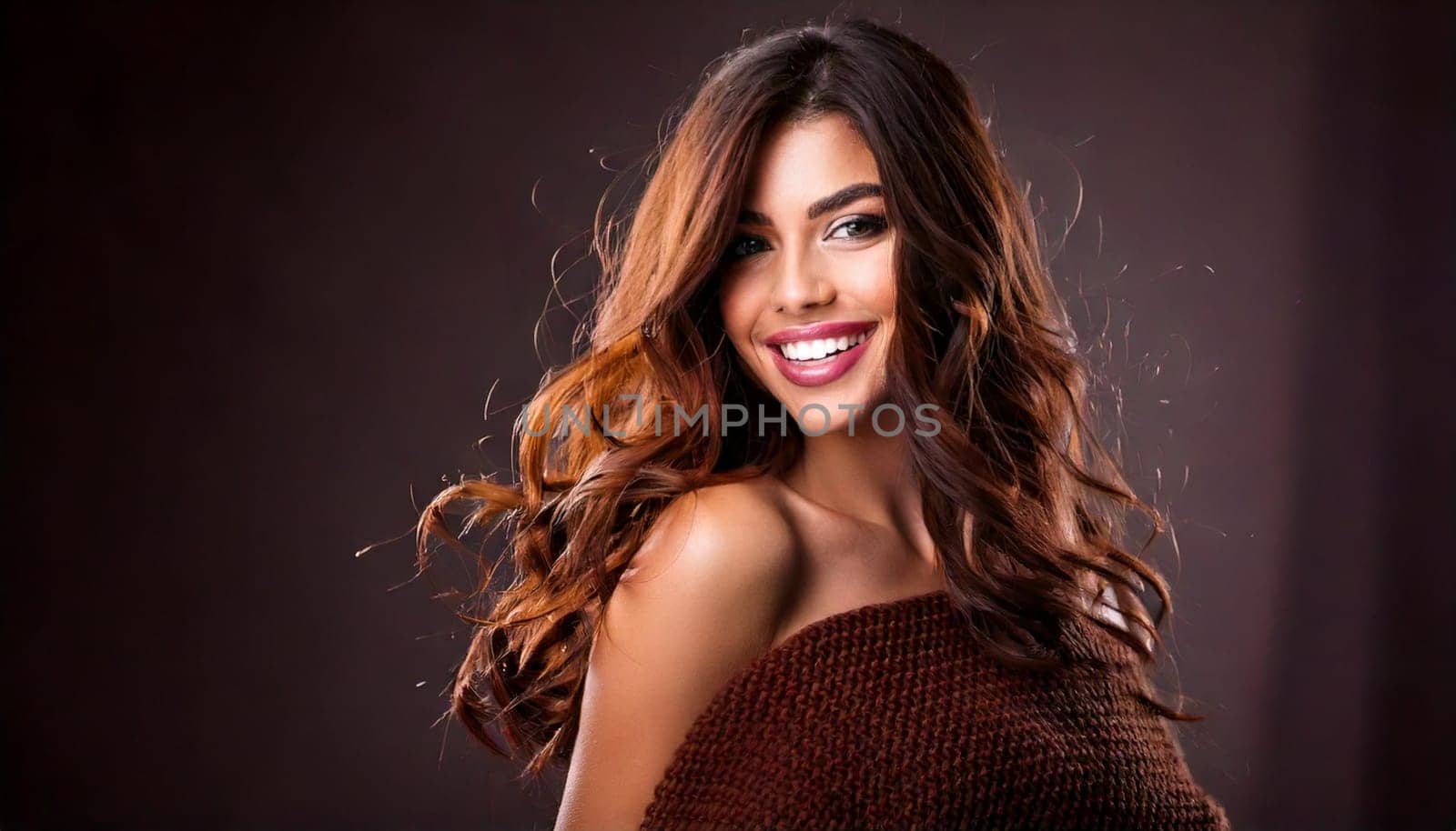 gorgeous young playful smiling woman portrait, AI generated image