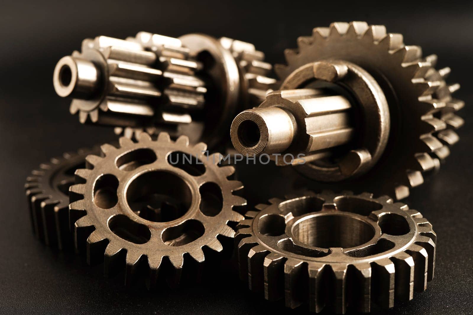 Metal gear wheel engine car and bike, mechanic industry concept.