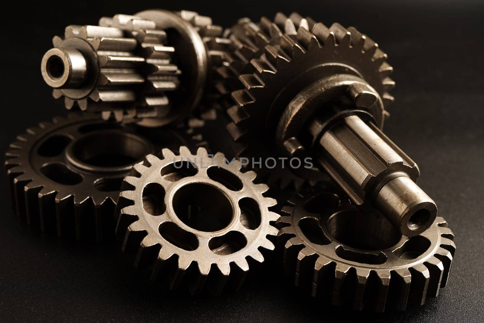 Metal gear wheel engine car and bike, mechanic industry concept.