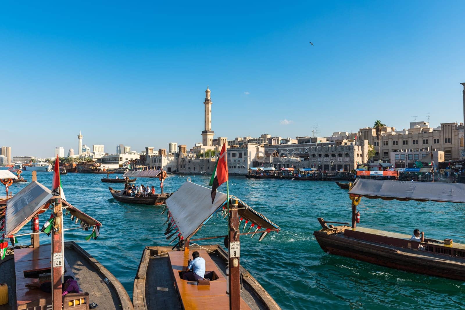 UAE, DUBAI - DECEMBER 27: traditional arabic boats at Dubai creek on December 27, 2014