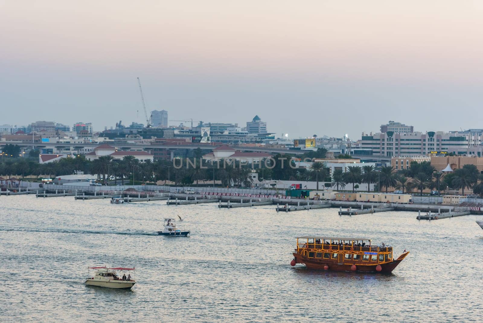 UAE, DUBAI - DECEMBER 27: traditional arabic boat at Dubai Creek on December 27, 2014