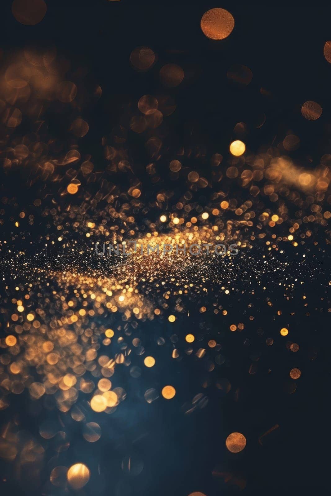 Blue and gold Abstract background and bokeh on New Year's Eve. AI generative.