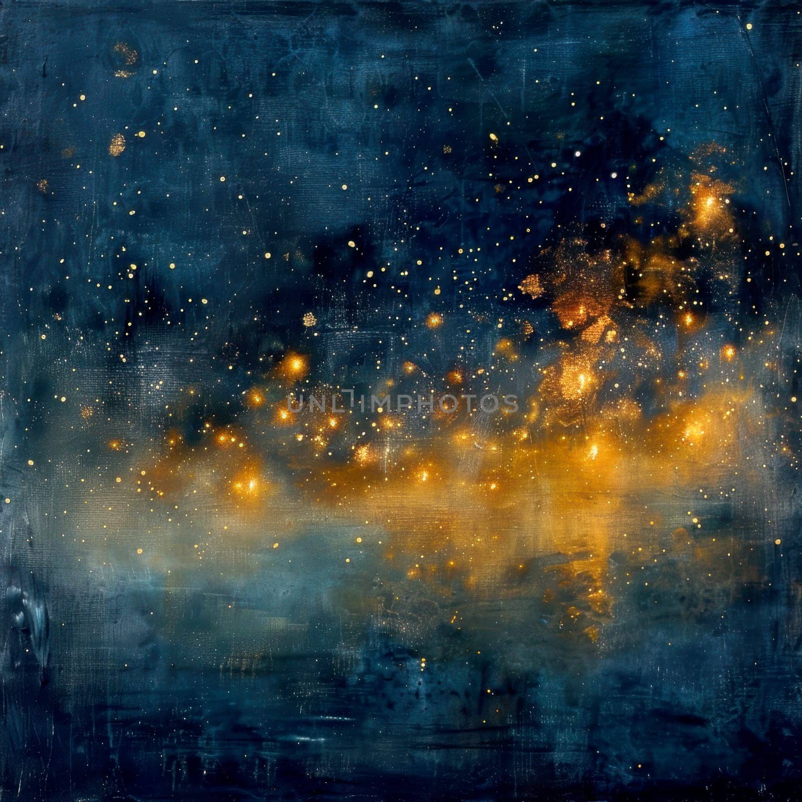 Blue and gold Abstract background and bokeh on New Year's Eve. AI generative.