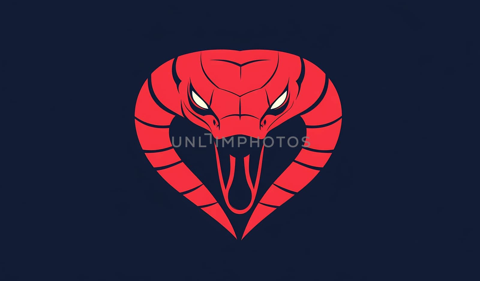 The design features a red snake elegantly coiled within the outline of a heart against a dark blue backdrop.