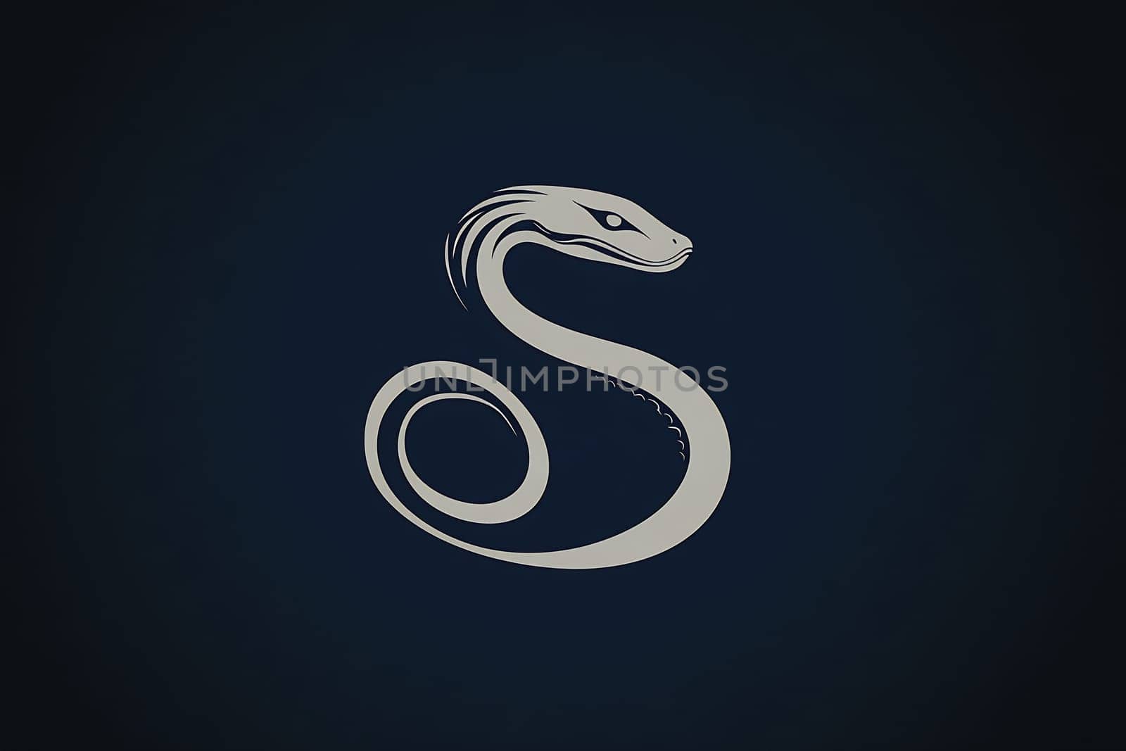 A creatively designed serpent logo showcases smooth curves and sleek features on a deep backdrop, emphasizing its artistic flair.