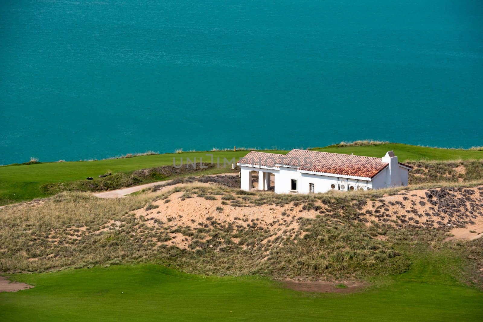 Building on a golf resort with the scenery of the sea. summer vacation