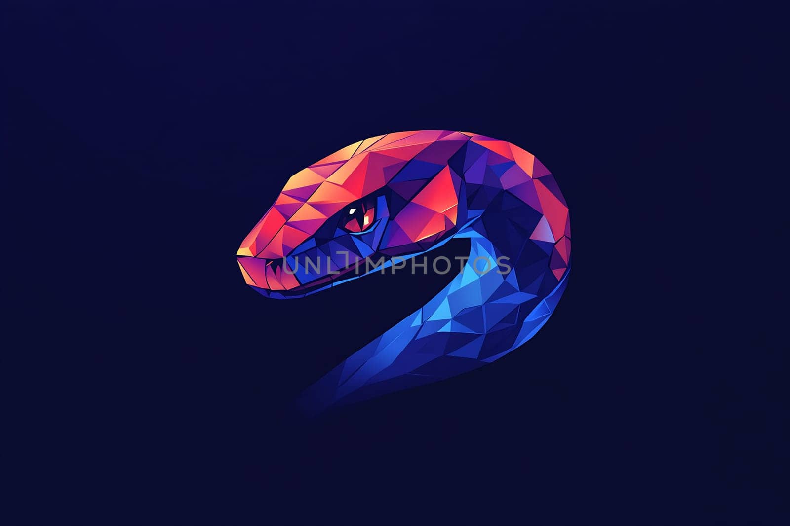 A striking visual of a snake formed by colorful geometric shapes contrasts against a dark background, showcasing artistic creativity.
