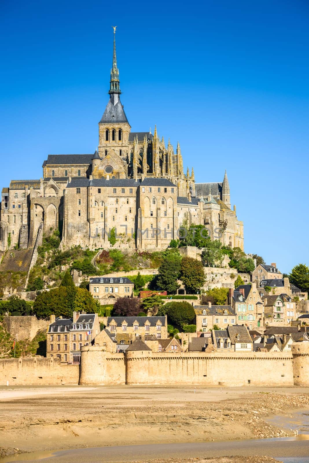Mont Saint Michel monastery abbey on the island in Normandy, Northern France