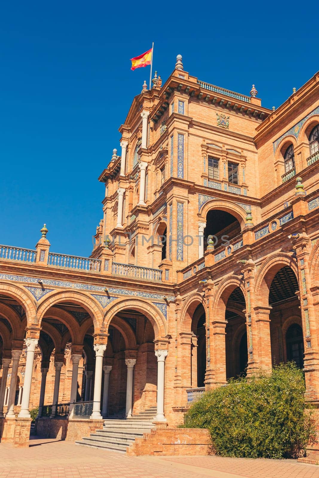 Detail of Beautiful Plaza de Espana, Seville, Spain