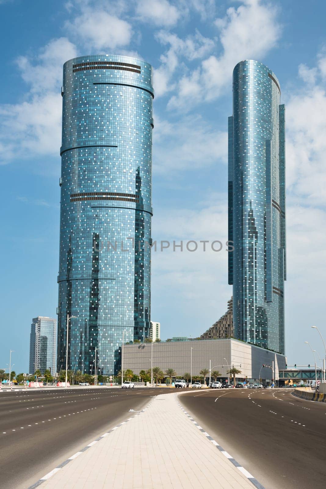 ABU DHABI, UAE - DECEMBER 24: Abu Dhabi streets with skyscrapers on December 24, 2014. United Arab Emirates