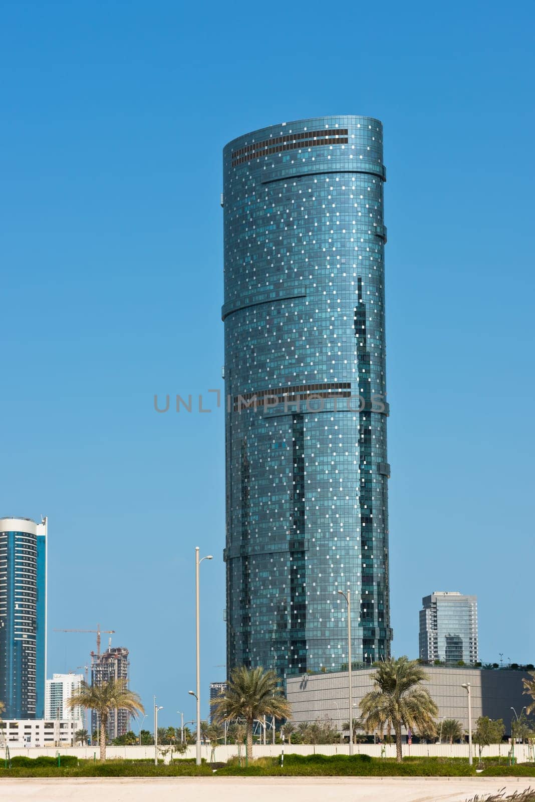 ABU DHABI, UAE - DECEMBER 24: Abu Dhabi streets with skyscrapers on December 24, 2014. United Arab Emirates