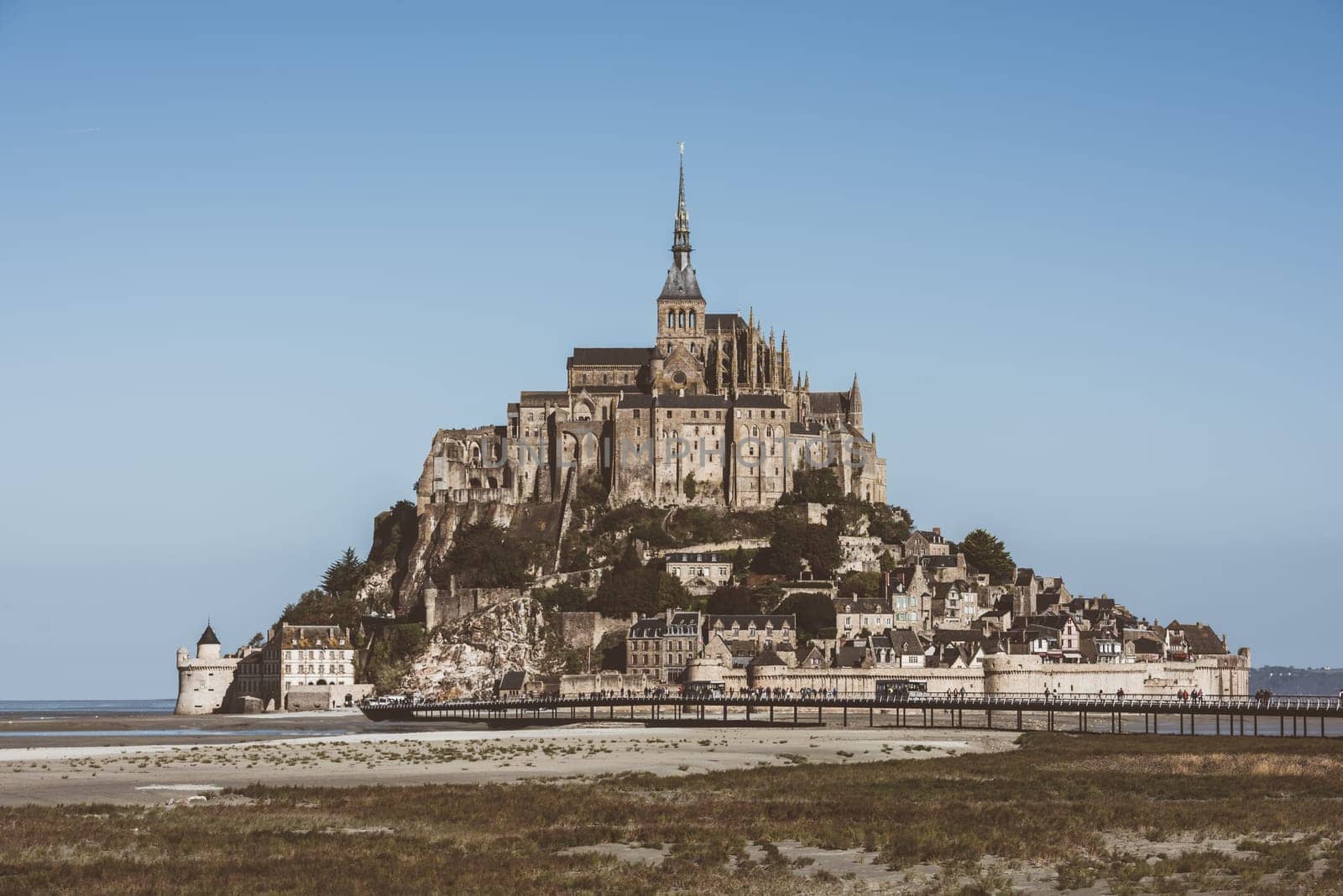 Mont Saint Michel monastery abbey on the island in Normandy, Northern France
