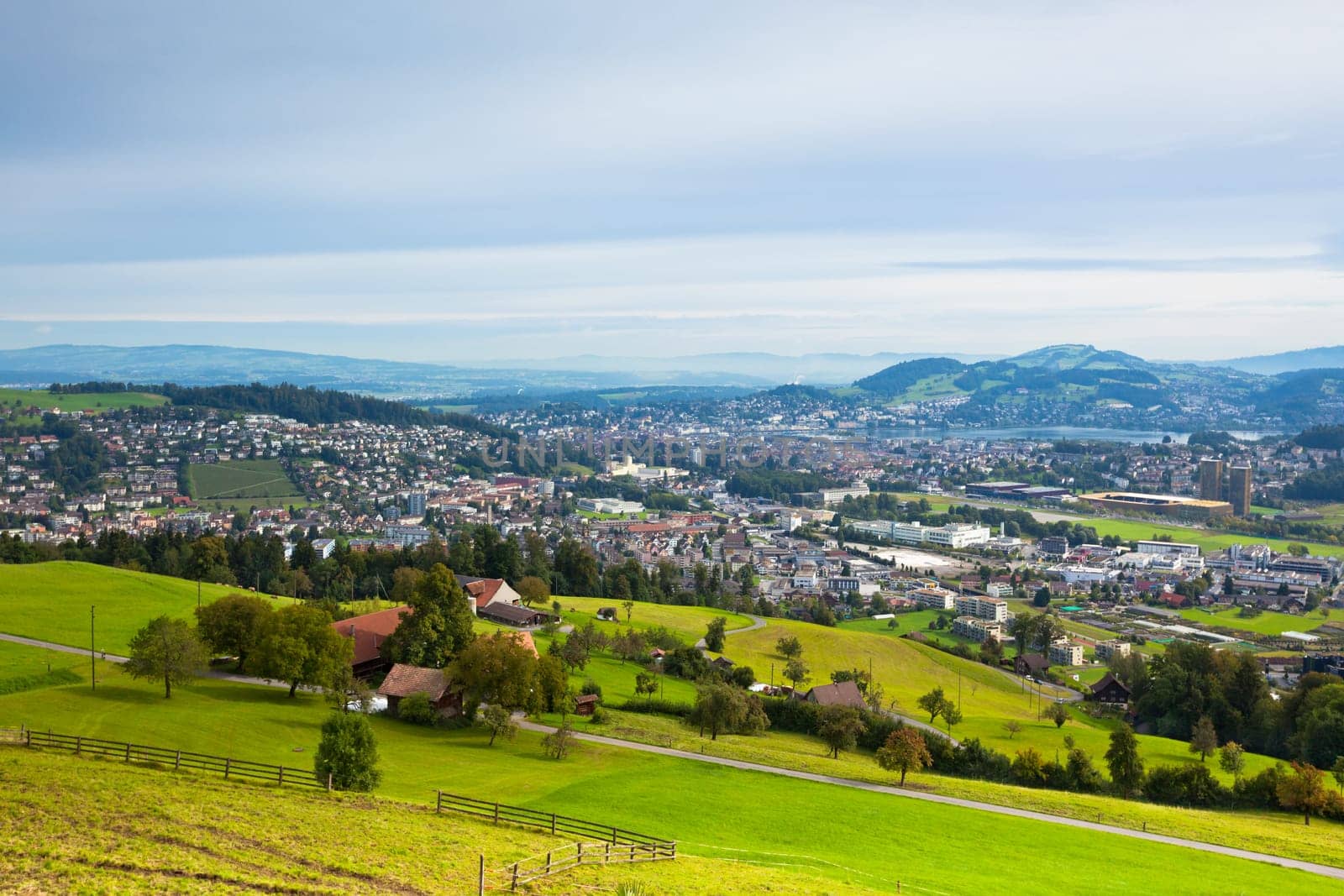 View from the mountains to the city of Lucerne, Switzerland