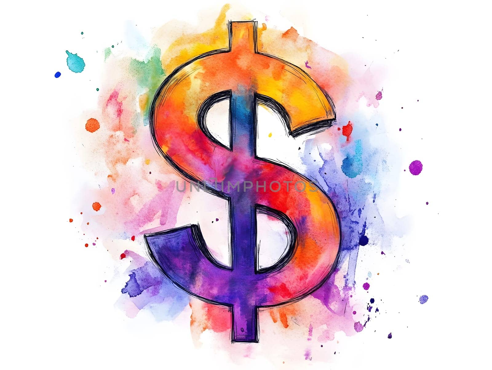 Watercolor Money Dollar Sign Cash Finance Payment