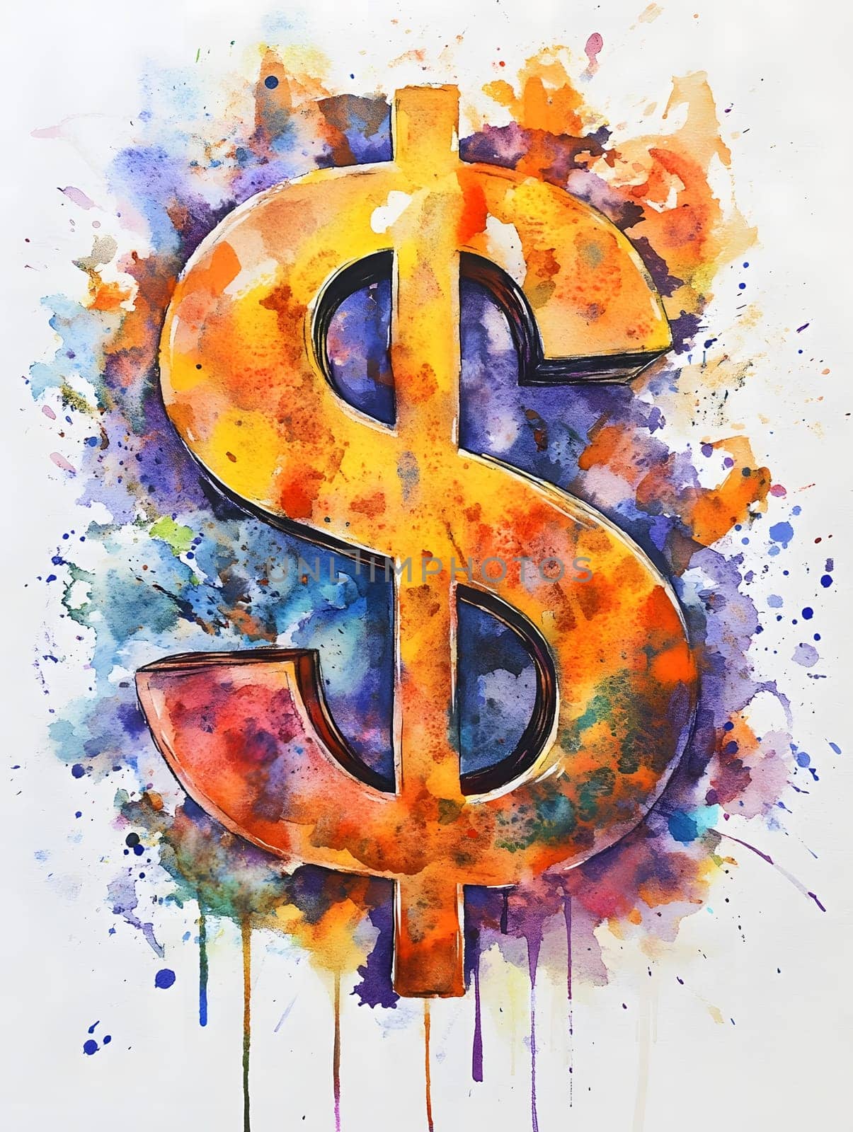 Watercolor Money Dollar Sign Cash Finance Payment