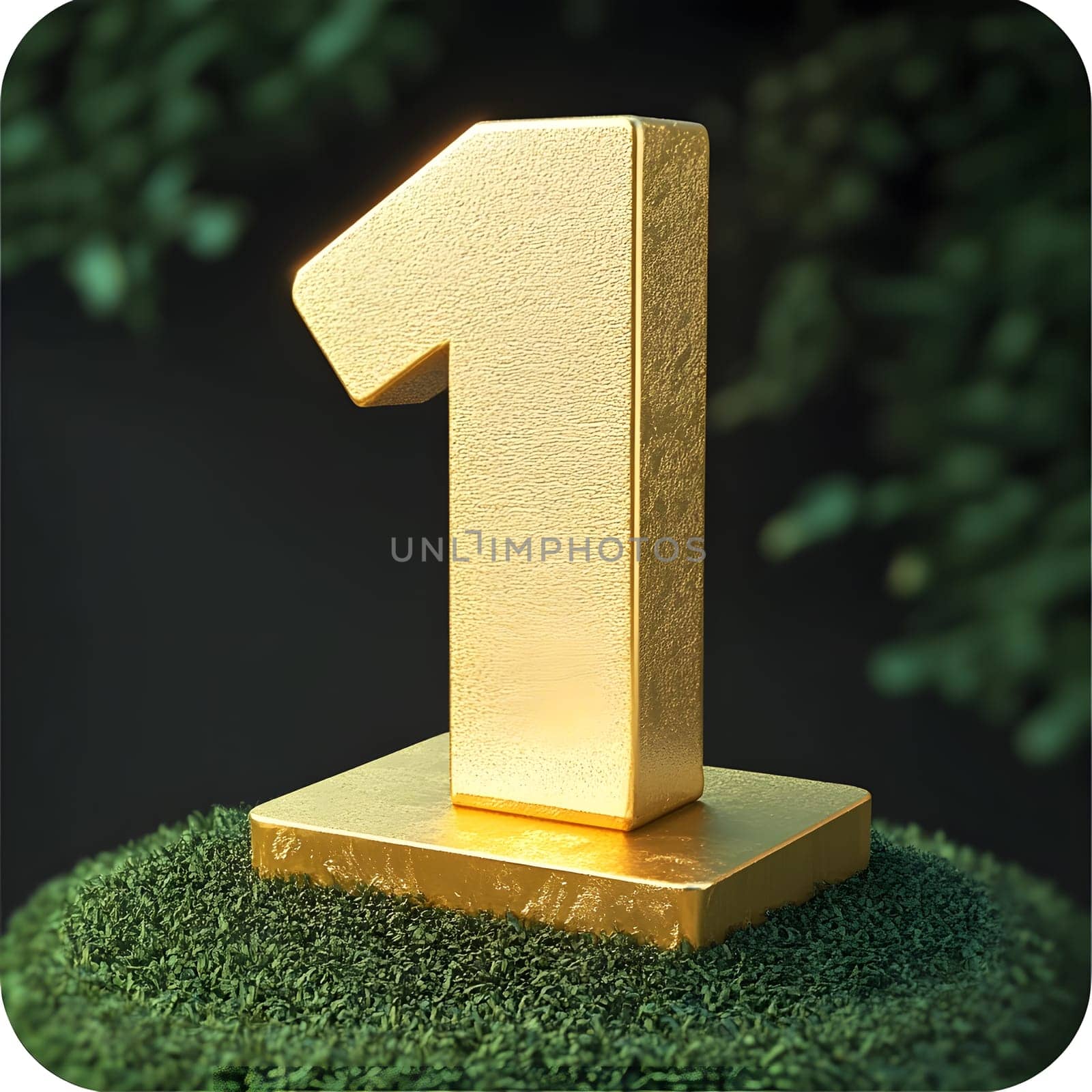 Gold Number 1 First Numeral One 3D Icon Logo Symbol