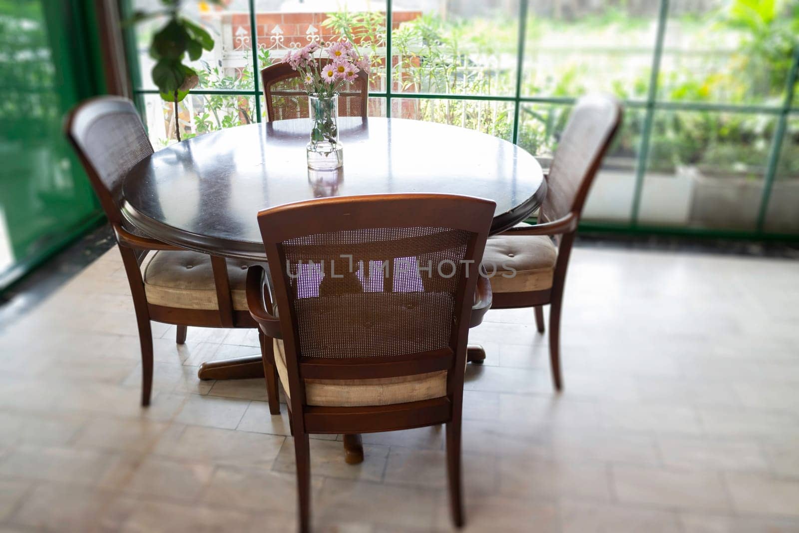 Beautiful coffee shop or cafe restaurant interior retro decoration, stock photo