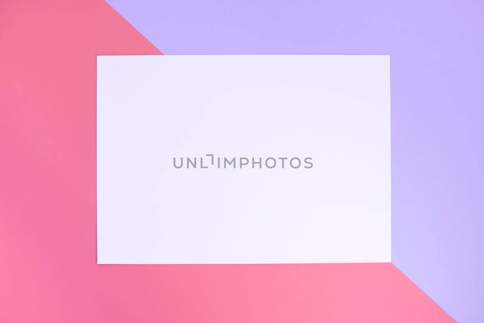 Blue and pink pastel color paper geometric flat lay background mock up