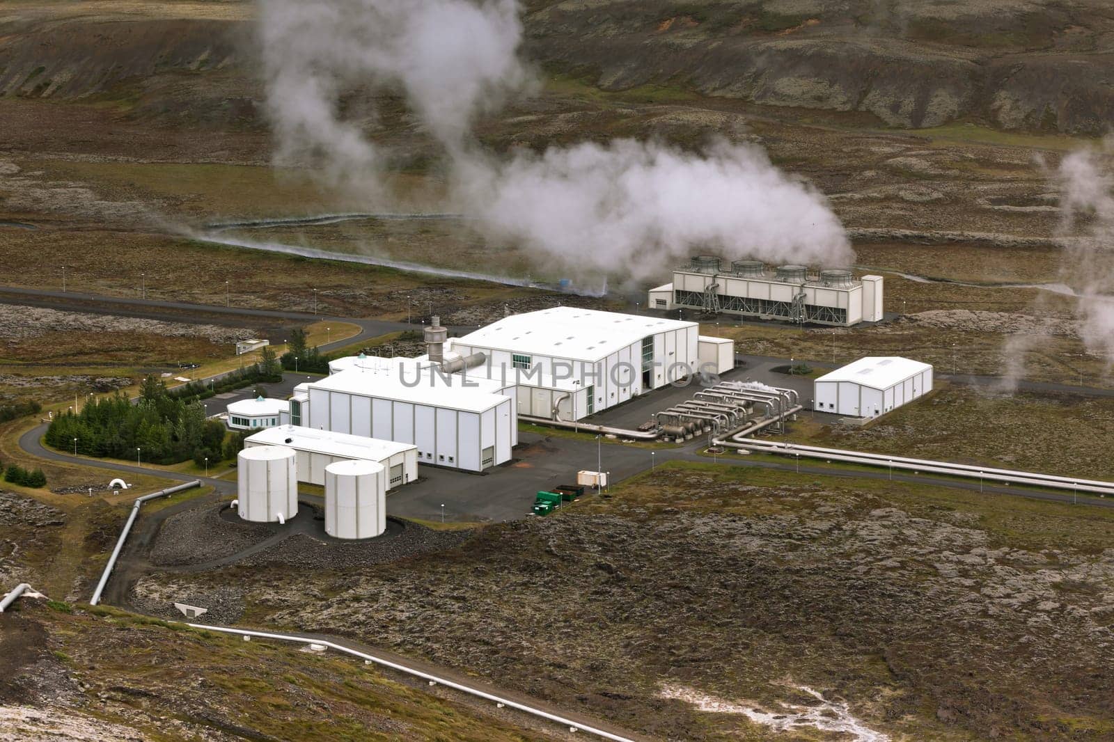 Geothermal Power Station in Iceland. View from above