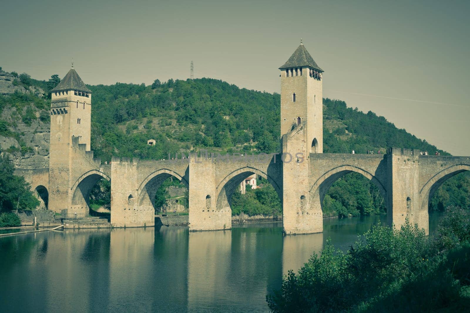 The Valentre bridge the symbol of Cahors town, France