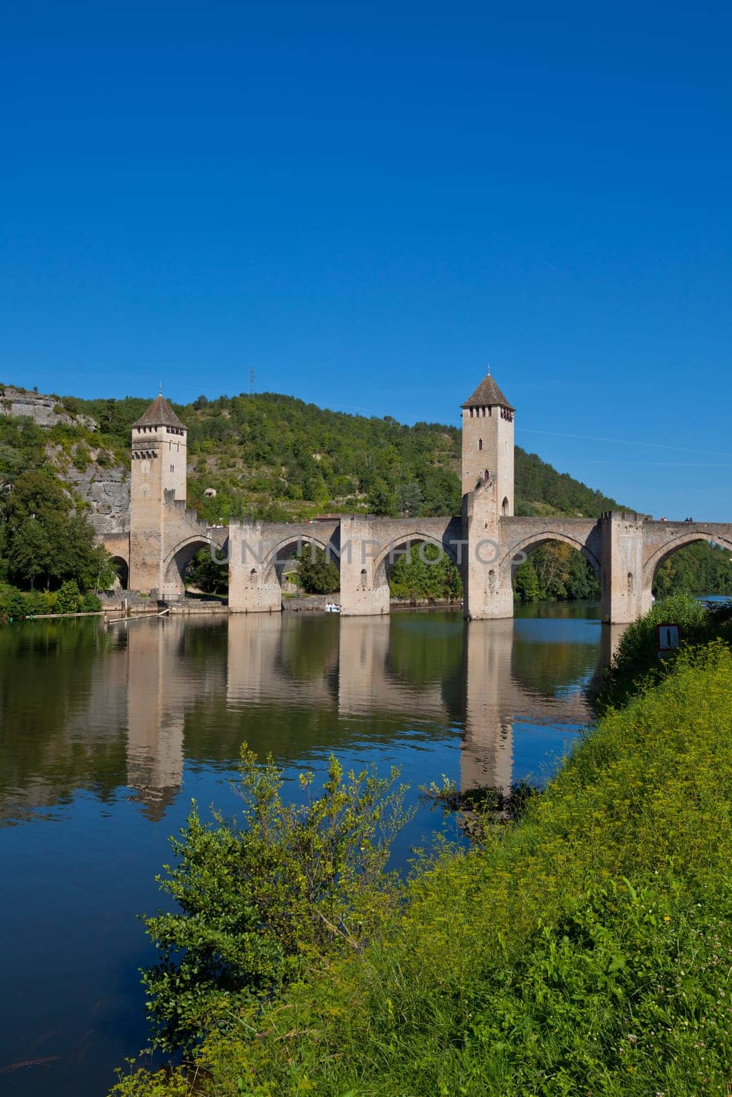 The Valentre bridge the symbol of Cahors town, France