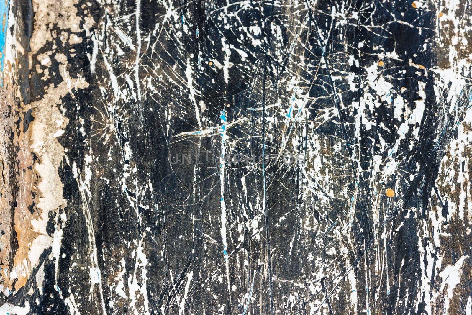 Black painted grunge surface background. Horizontal shot