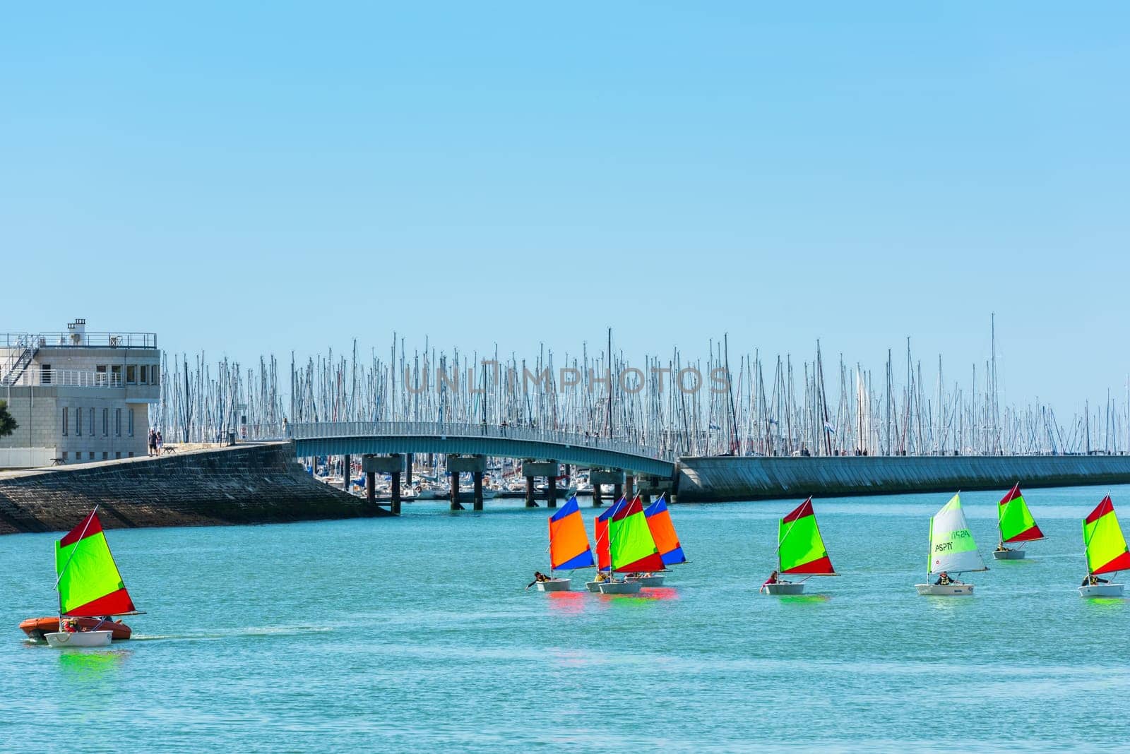 FRANCE, LA ROCHELLE - SEPTEMBER 21: sailing training of young children in La Rochelle, France on September 21, 2015