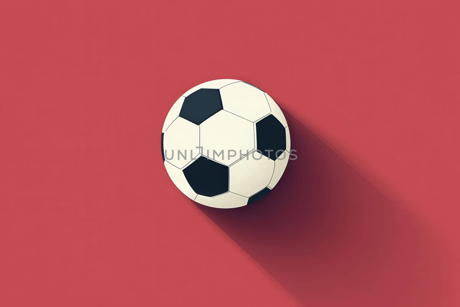 A minimalist football icon is displayed, showcasing a black and white patterned ball set against a vibrant red background, emphasizing simplicity and modern design in sports graphics.