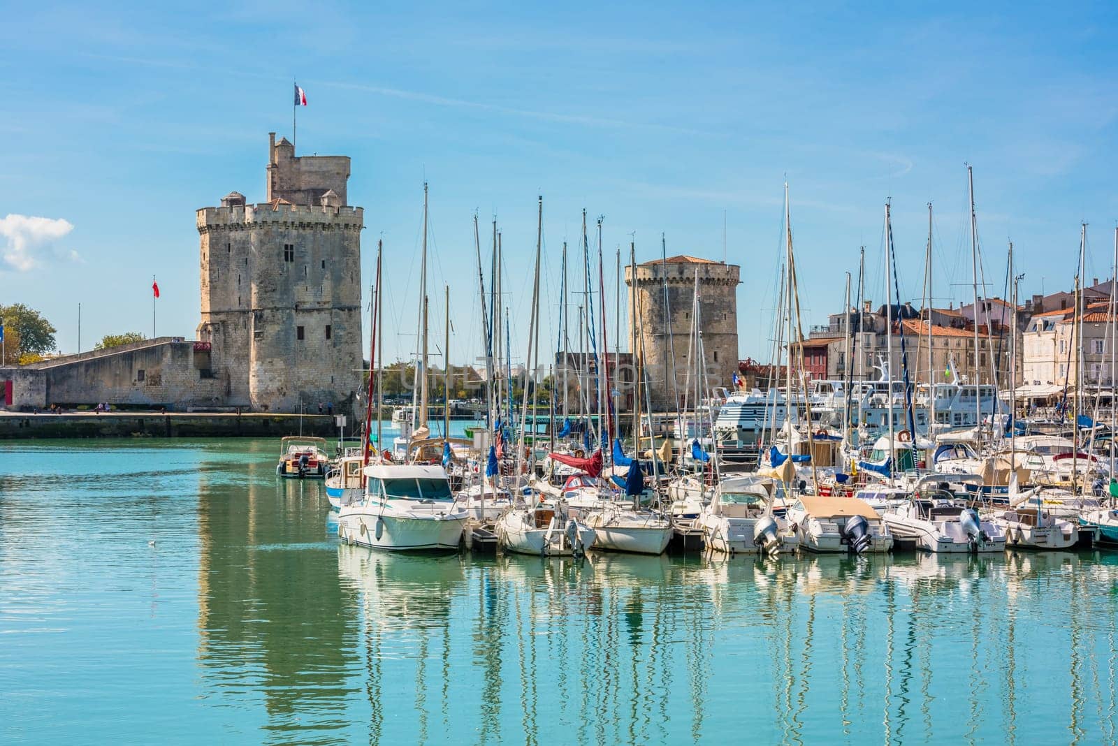 FRANCE, LA ROCHELLE - SEPTEMBER 21, 2015: View of yachts in the old port of La Rochelle France