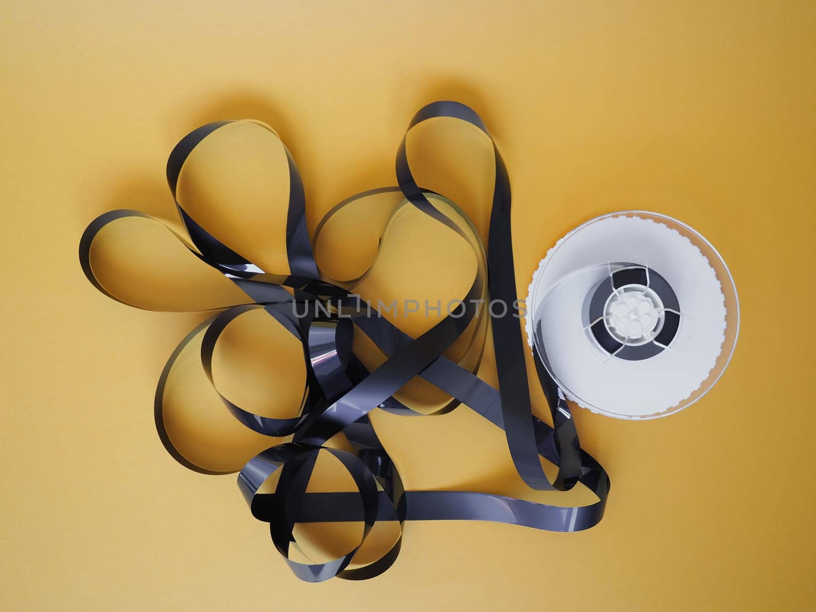 tangled magnetic tape from a vhs video tape