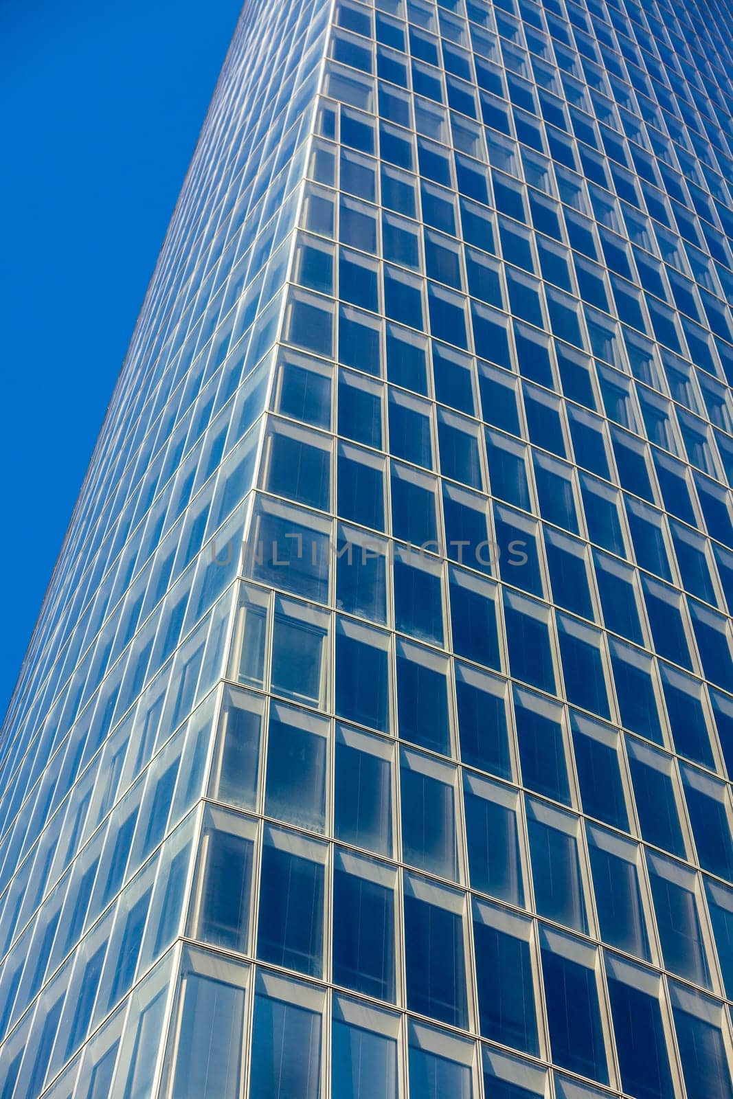 Office glass skyscraper building. Vertical filtered shot