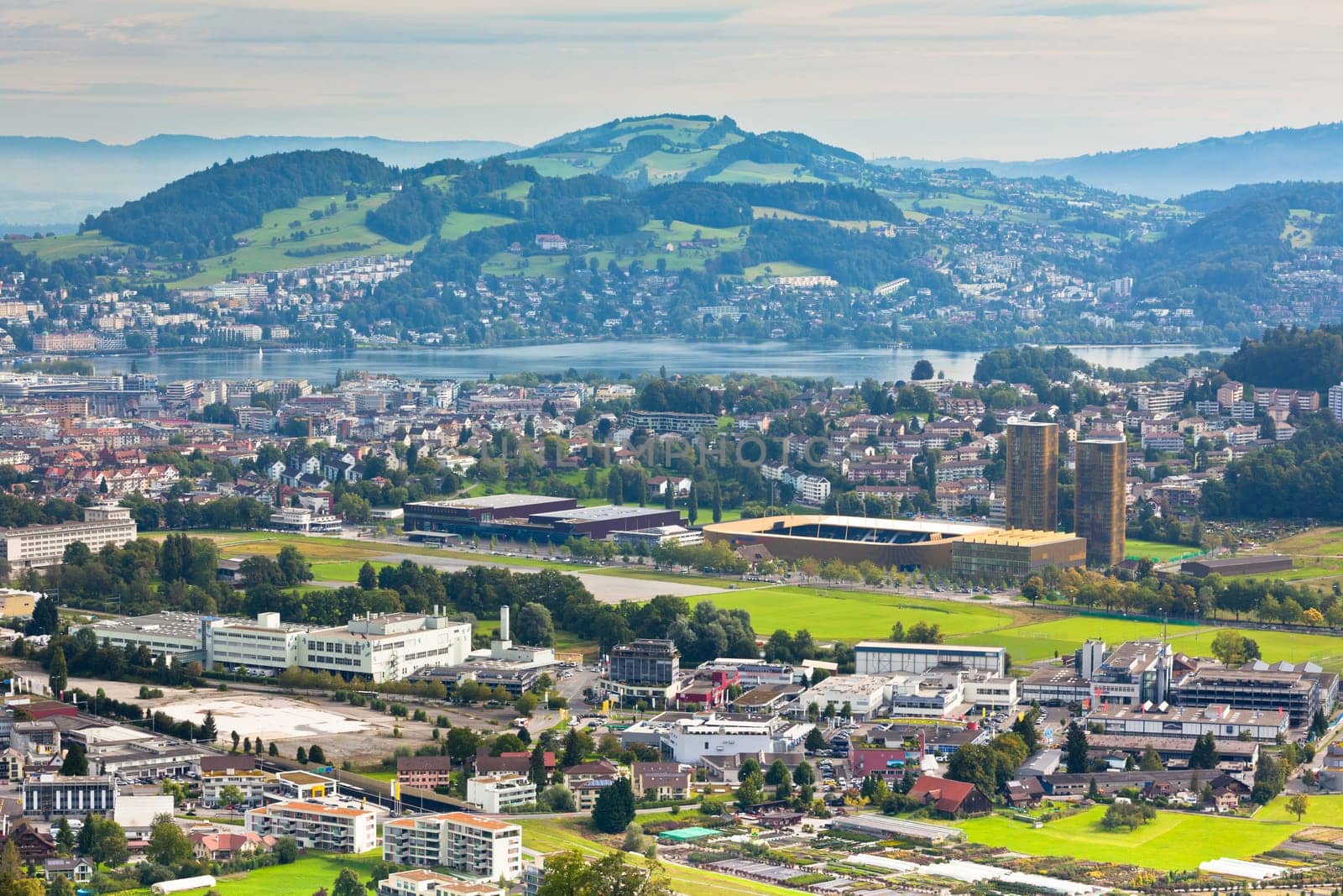 View from the mountains to the city of Lucerne, Switzerland