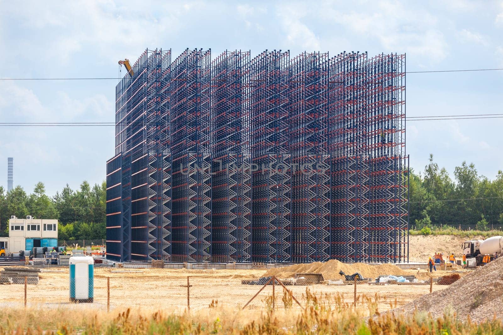 Metal industrial construction on the sky background