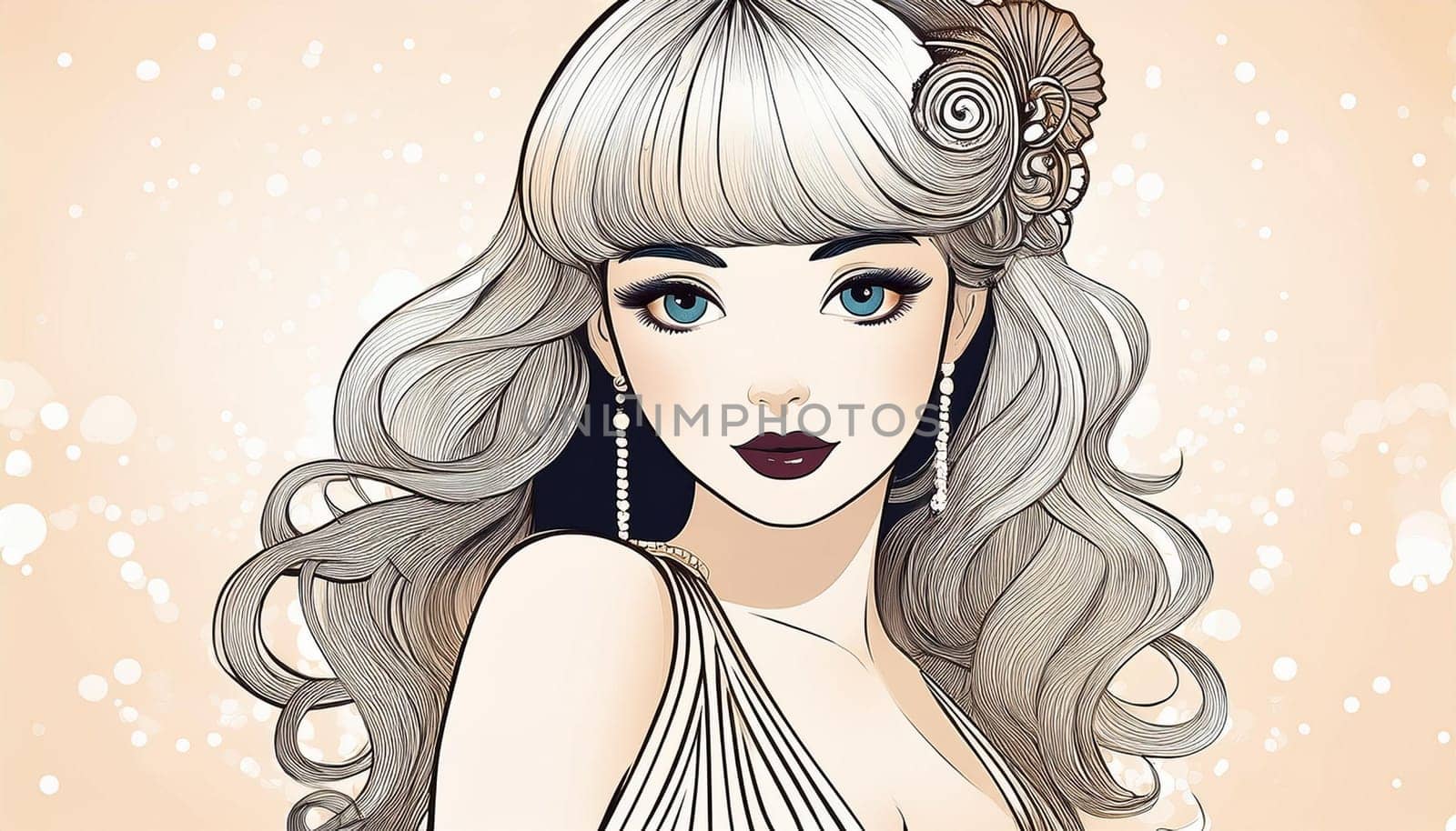 20s style pin up woman illustration, AI generated image