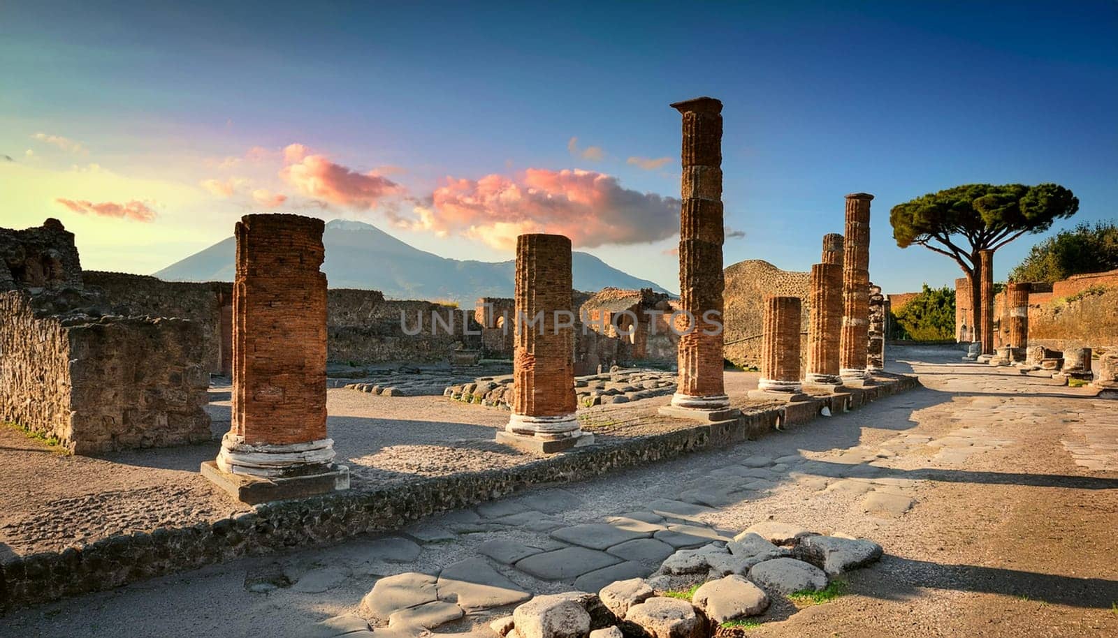 ruins of ancient roman greek city, AI generated image