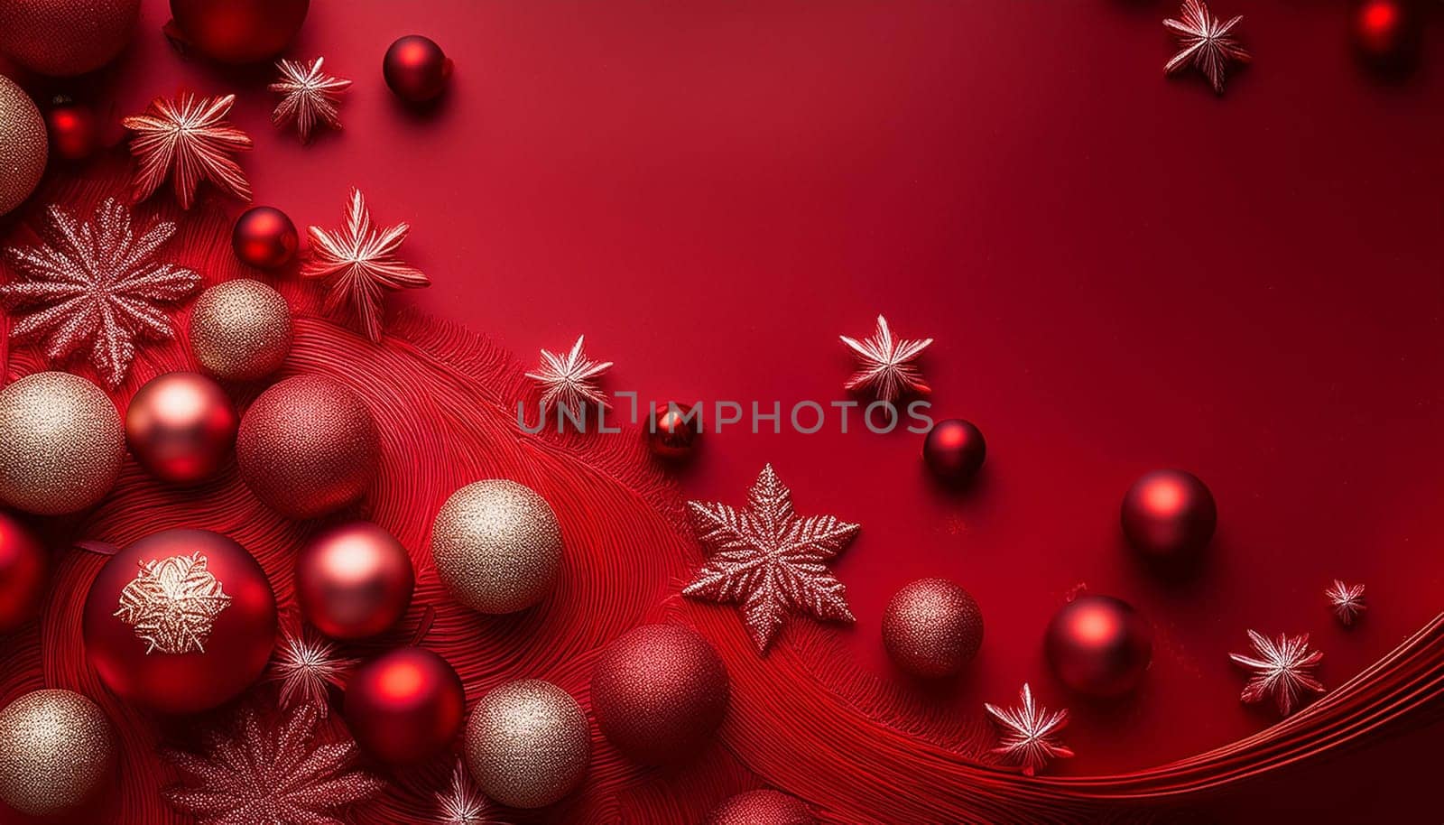 abstract red christmas background with copy space, AI generated image