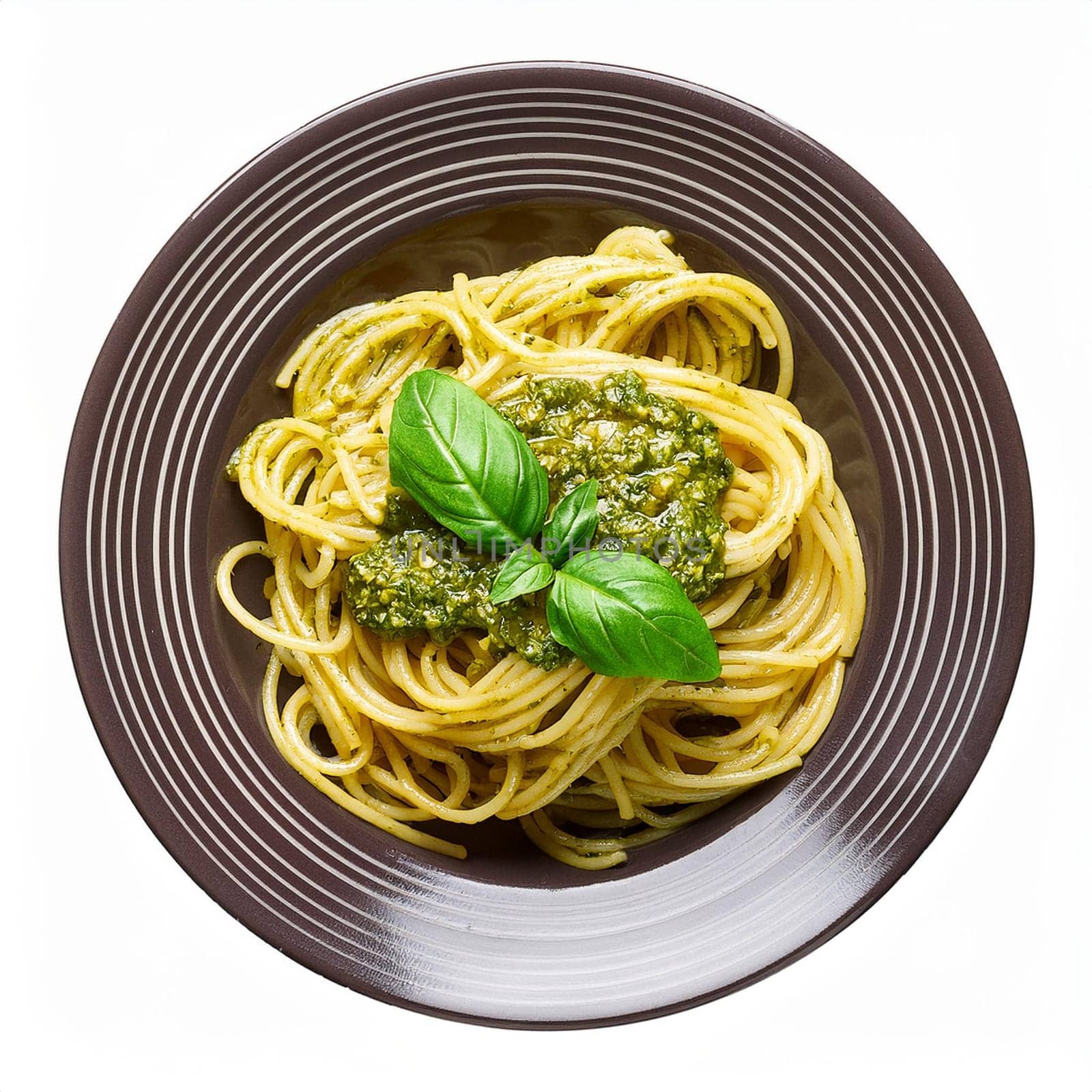 spaghetti al pesto vegetarian food, AI generated image