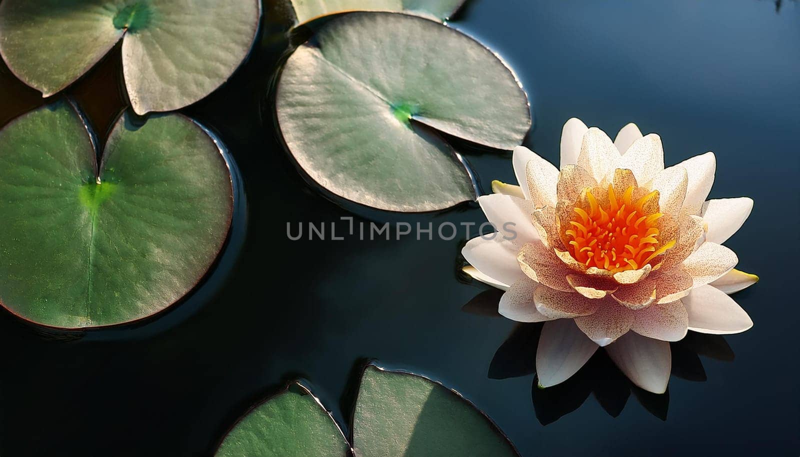 water lily plant scientific name Nymphaea in pond, AI generated image