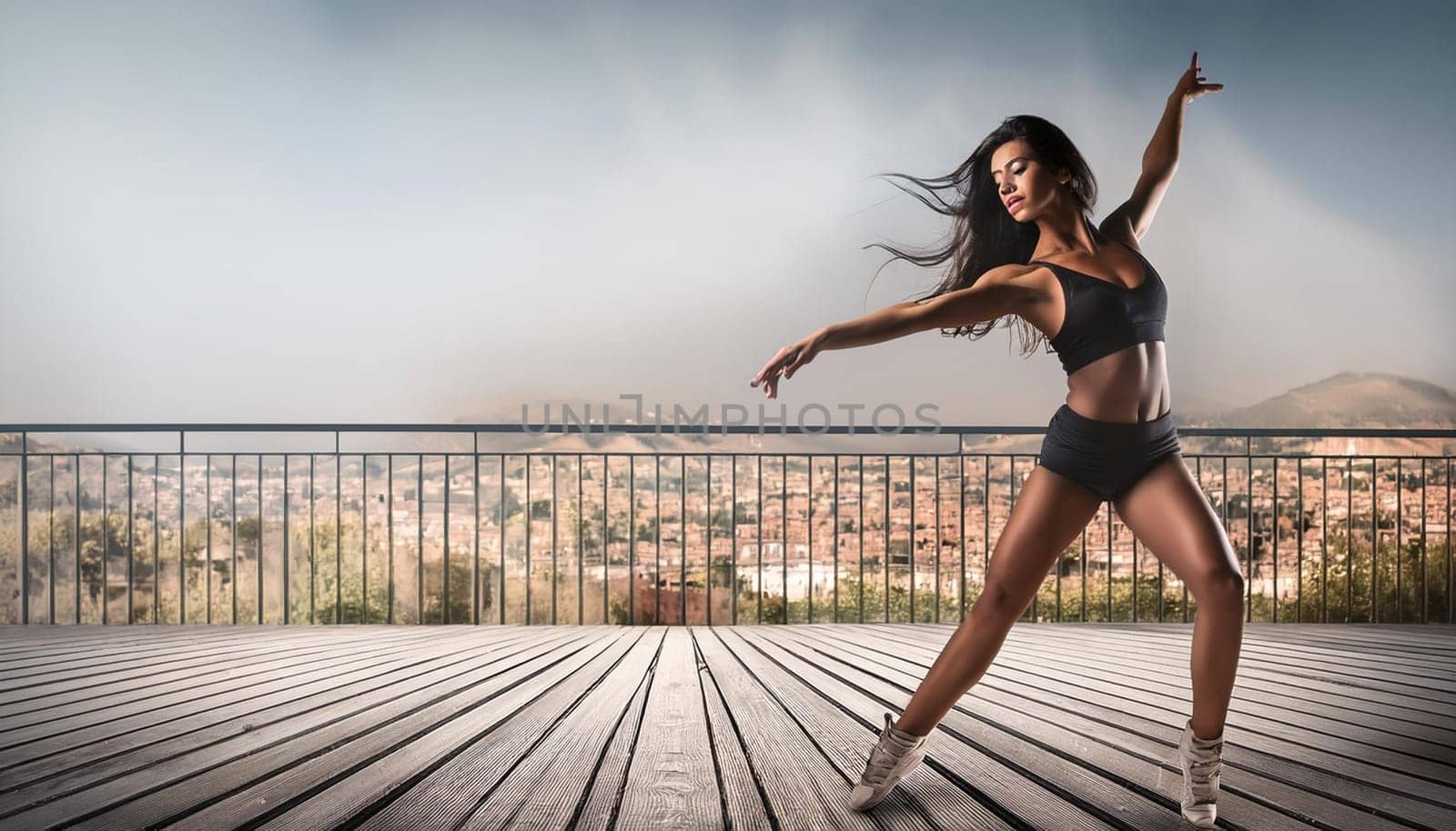 gorgeous young hip hop dancer woman, AI generated image