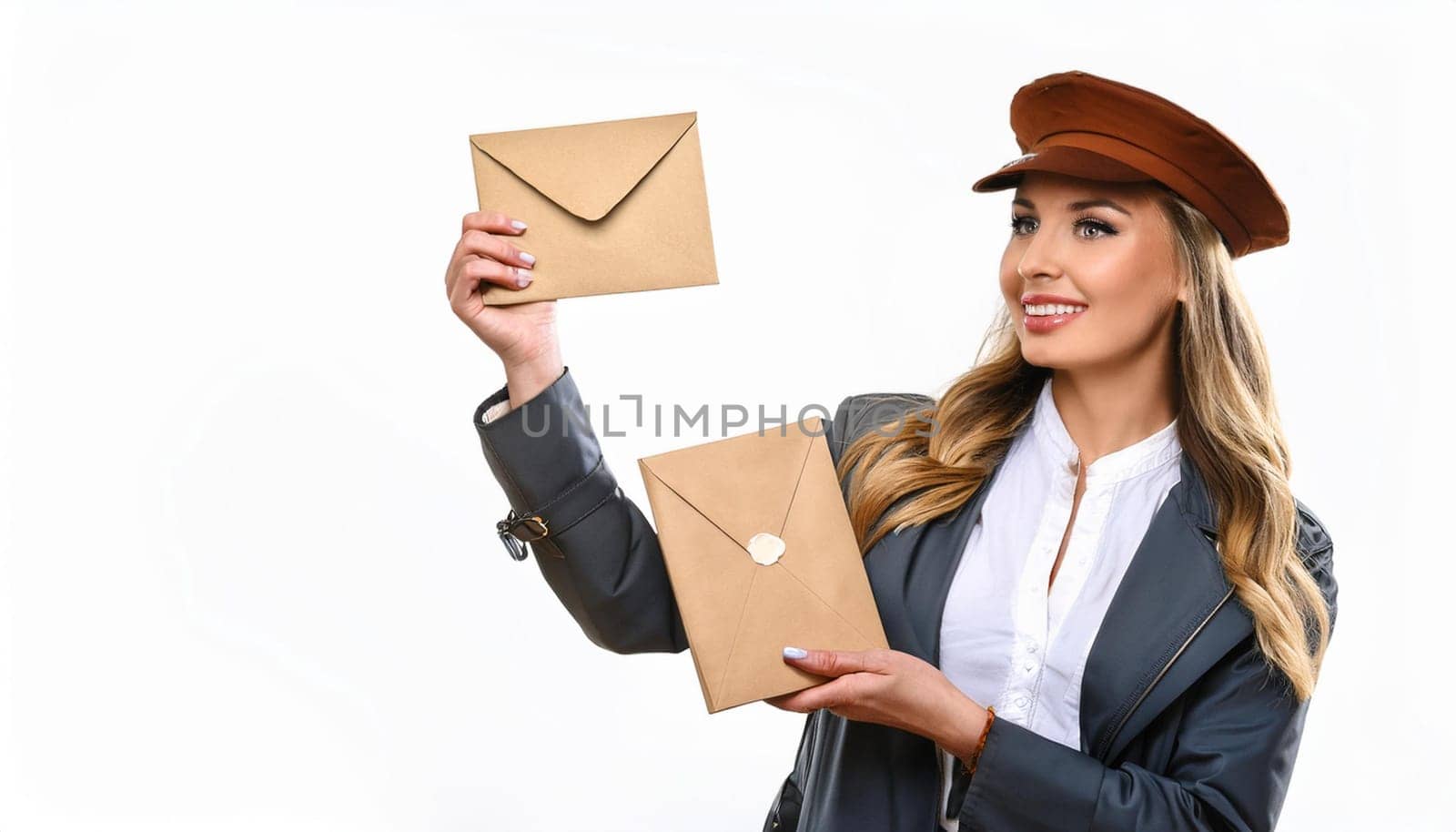 gorgeous young female postwoman, AI generated image