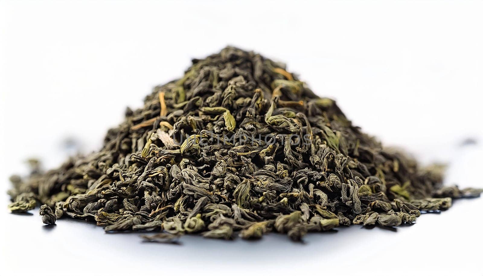 loose gunpowder green tea leaves, AI generated image