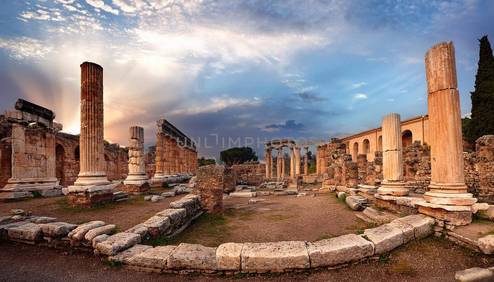ruins of ancient roman greek city, AI generated image